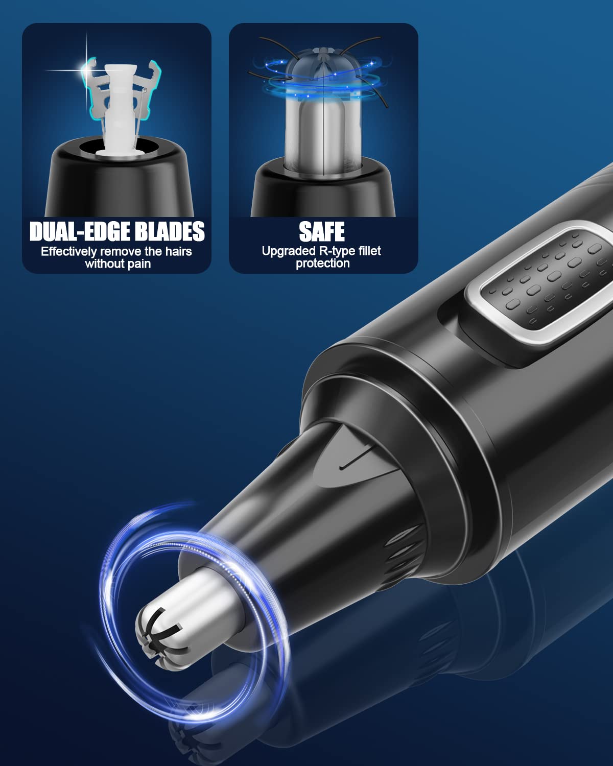 3in1 Nasenhaartrimmer USB Wiederaufladbar Ohrhaarschneider Augenbrauentrimmer Gesichtstrimmer Doppelklingen Schmerzlos