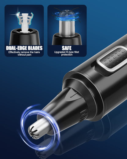 3in1 Nasenhaartrimmer USB Wiederaufladbar Ohrhaarschneider Augenbrauentrimmer Gesichtstrimmer Doppelklingen Schmerzlos