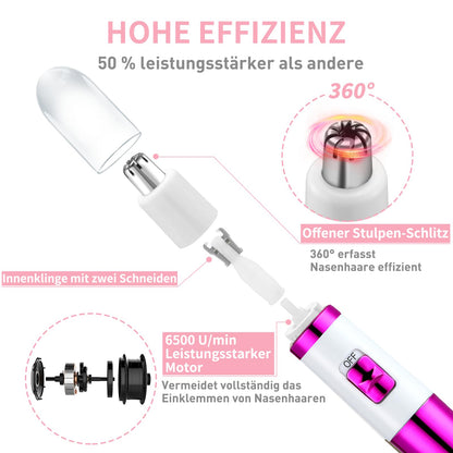 Nasenhaartrimmer Damen Schmerzlos Ohr & Gesichtstrimmer Augenbrauentrimmer Wasserdicht Rosa Lila