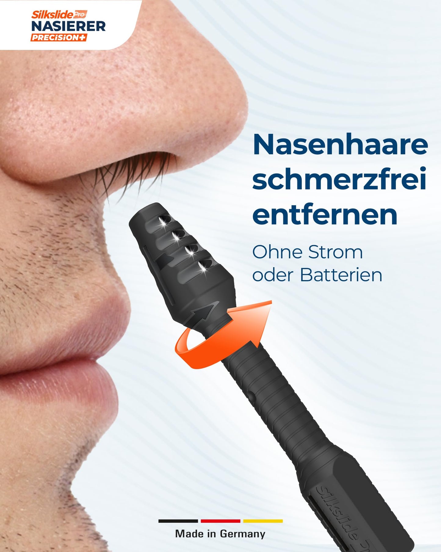 SilkslidePro Nasierer - Nasenhaartrimmer Herren - Nasenhaarentferner - Hochpräzise Klingen aus Solingen - mit Klingenschutz - ohne Strom & Batterie