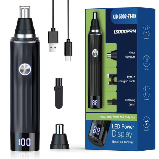 2in1 Nasenhaartrimmer Ohrhaartrimmer USB Wiederaufladbar LED Anzeige IPX7 Wasserdicht Schmerzfrei