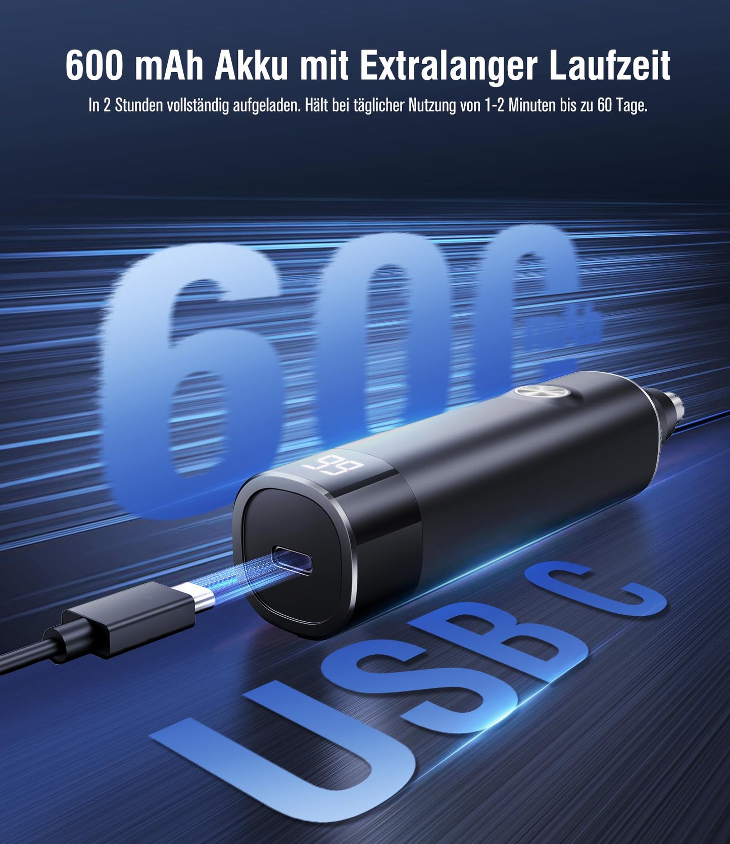 3in1 Nasenhaartrimmer Herren USB Wiederaufladbar Ohrhaartrimmer Augenbrauentrimmer Schmerzlos