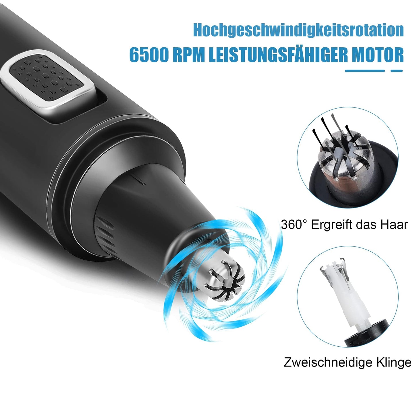 2in1 Nasenhaartrimmer Herren & Damen Ohrhaarschneider Augenbrauen Trimmer IPX7 Waschbar Schmerzlos