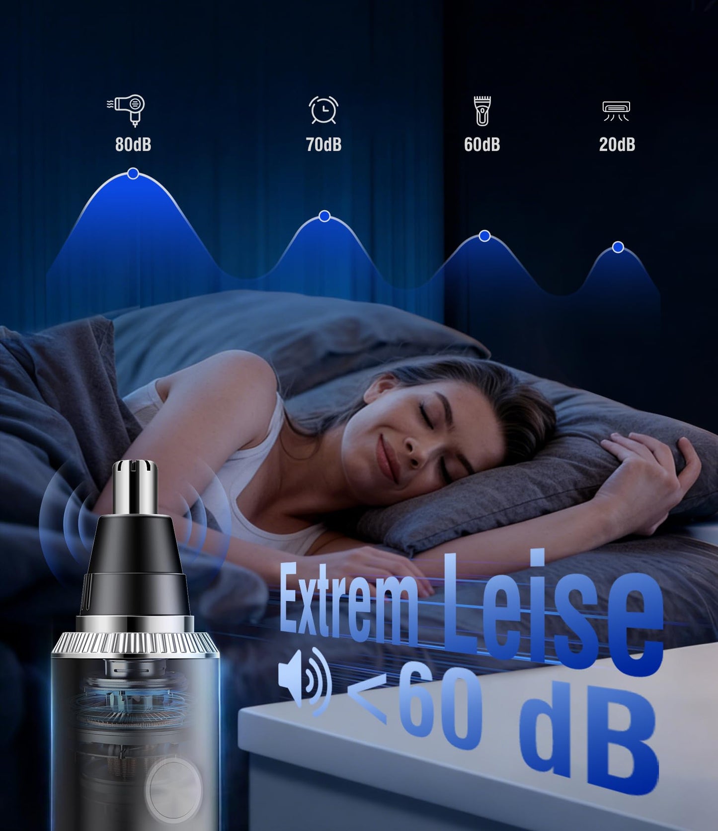 3in1 Nasenhaartrimmer Herren USB Wiederaufladbar Ohrhaartrimmer Augenbrauentrimmer Schmerzlos