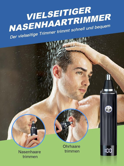 2in1 Nasenhaartrimmer Ohrhaartrimmer USB Wiederaufladbar LED Anzeige IPX7 Wasserdicht Schmerzfrei