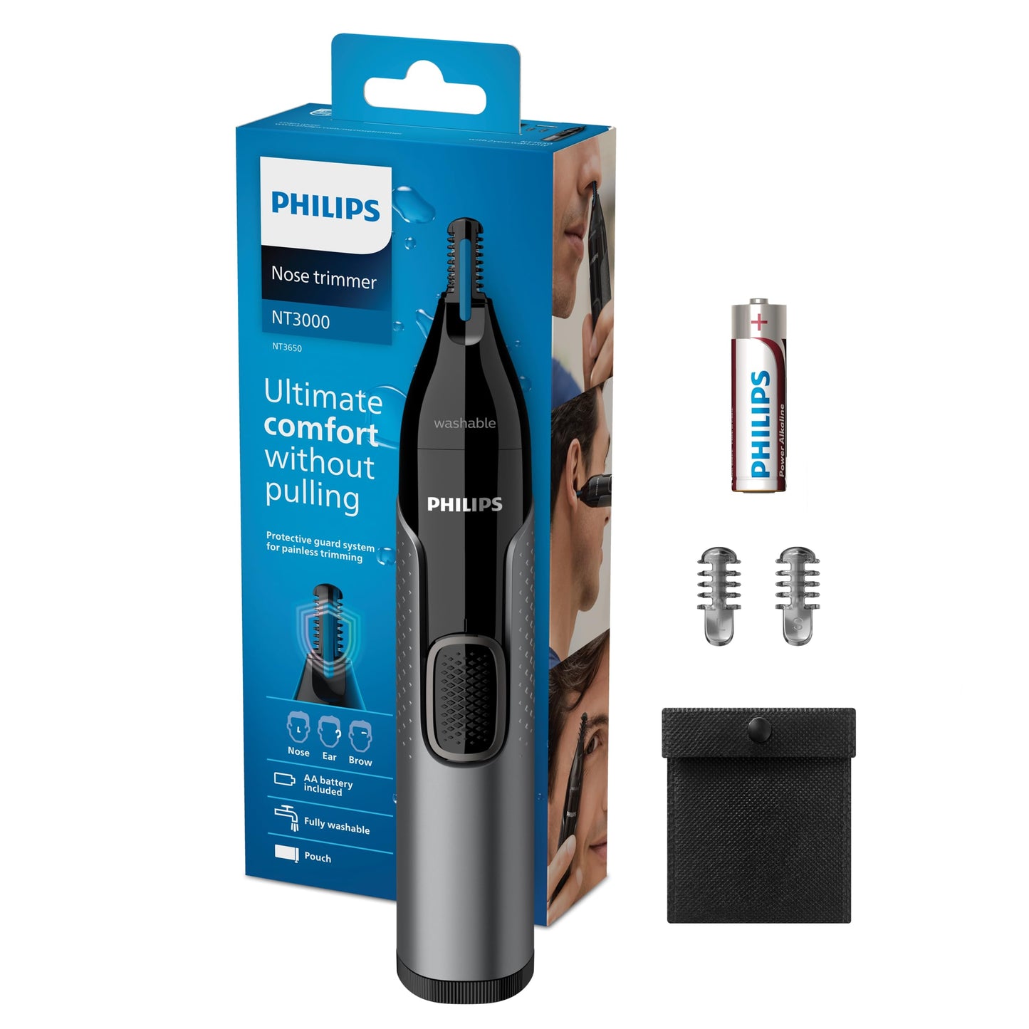 Philips Nose trimmer Series 3000 Nasenhaar-, Ohrenhaar- und Augenbrauentrimmer mit PrecisionTrim-Technologie (Modell NT3650/16)