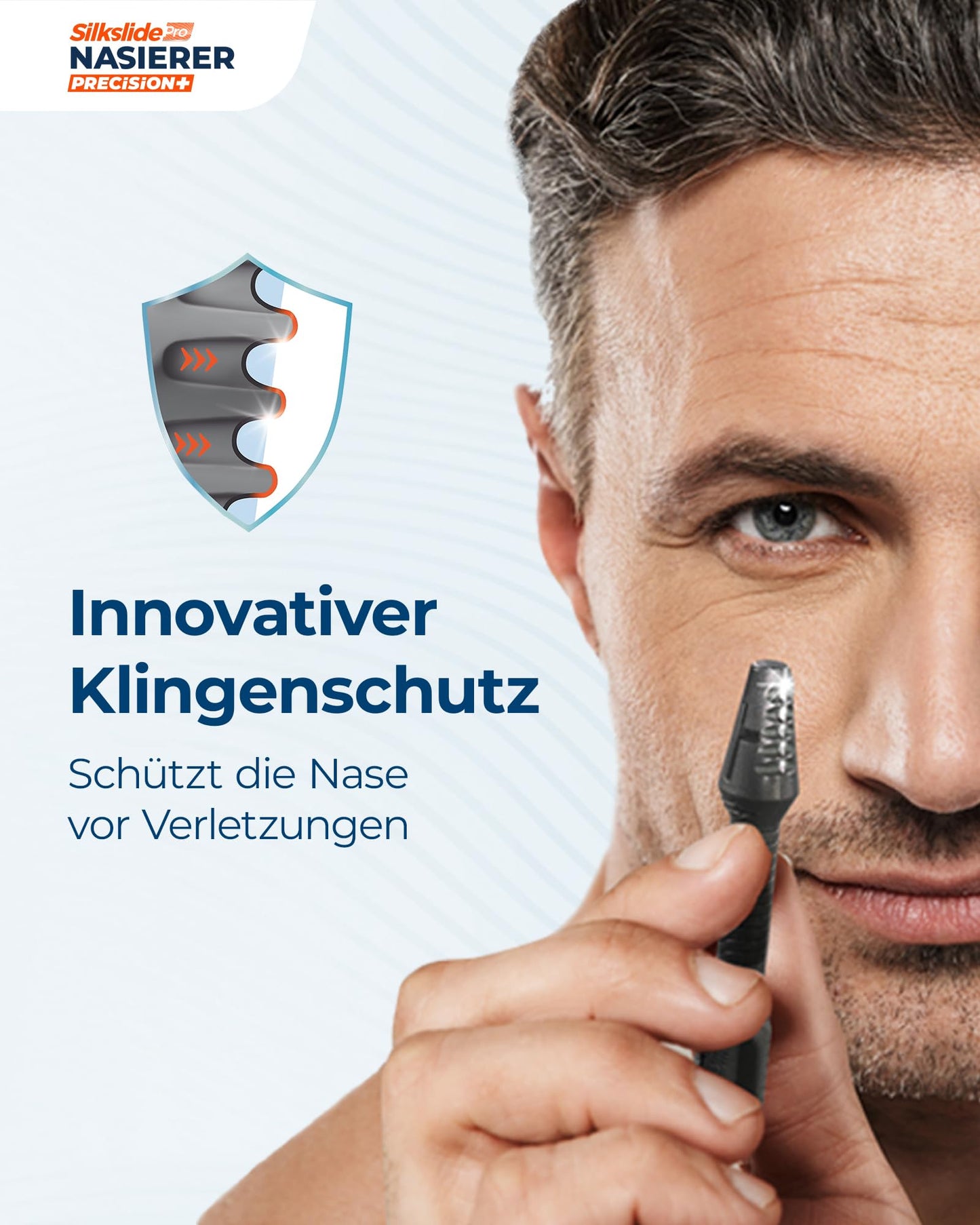 SilkslidePro Nasierer - Nasenhaartrimmer Herren - Nasenhaarentferner - Hochpräzise Klingen aus Solingen - mit Klingenschutz - ohne Strom & Batterie