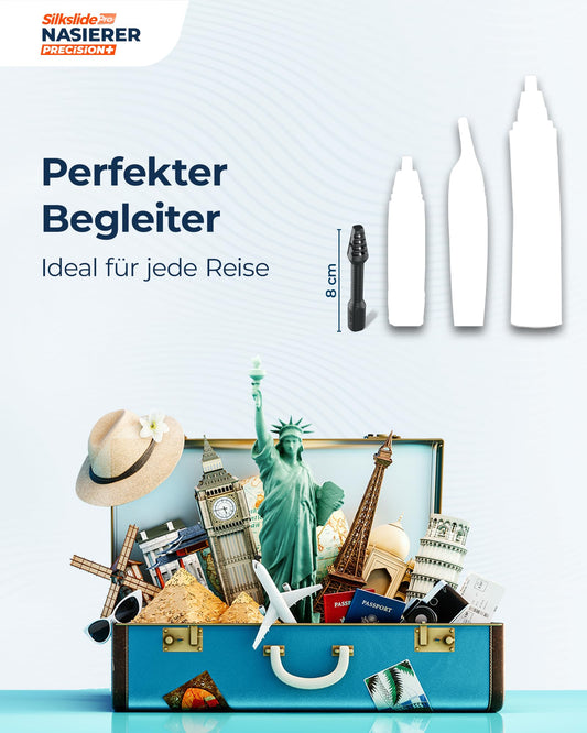 SilkslidePro Nasierer - Nasenhaartrimmer Herren - Nasenhaarentferner - Hochpräzise Klingen aus Solingen - mit Klingenschutz - ohne Strom & Batterie