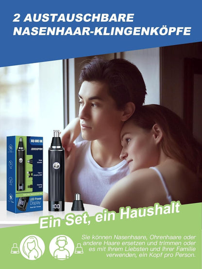 2in1 Nasenhaartrimmer Ohrhaartrimmer USB Wiederaufladbar LED Anzeige IPX7 Wasserdicht Schmerzfrei