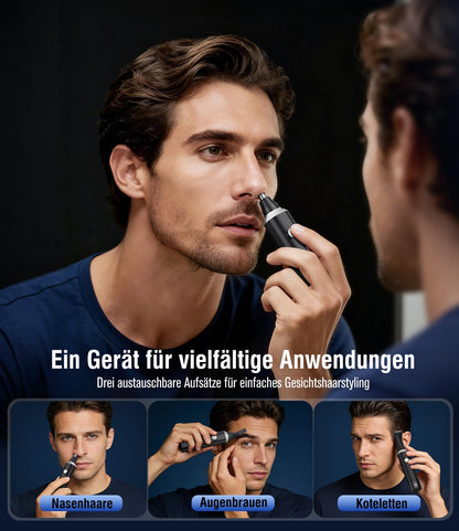 3in1 Nasenhaartrimmer Herren USB Wiederaufladbar Ohrhaartrimmer Augenbrauentrimmer Schmerzlos