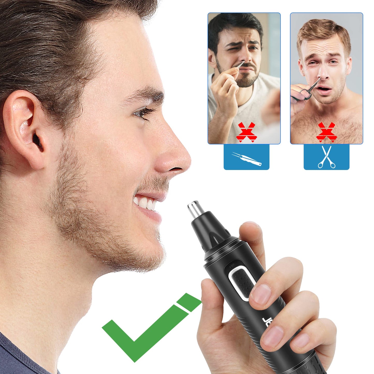 2in1 Nasenhaartrimmer Herren & Damen Ohrhaarschneider Augenbrauen Trimmer IPX7 Waschbar Schmerzlos