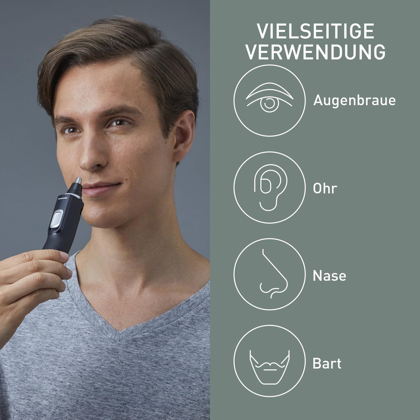 Panasonic ER-GN300-K503 Nasenhaarschneider Herren Nasen Ohren Augenbrauen Trimmer Wasserdicht Schwarz